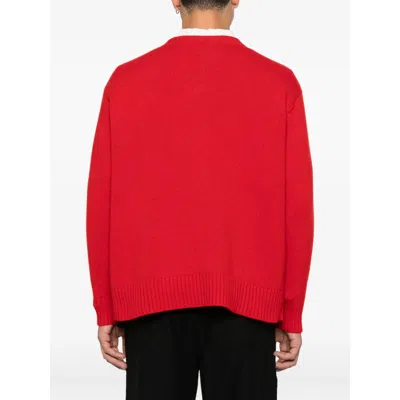 Bode V-neck Logo-embroidered Sweater In Red