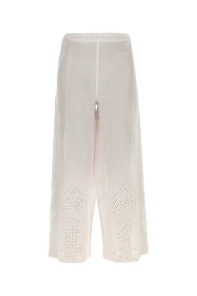 Bode Women White Linen Belvoir Pant In White