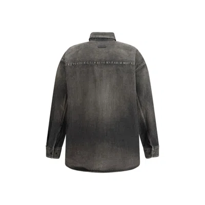 Fear Of God Men Snap Front Denim Overshirt In Gray