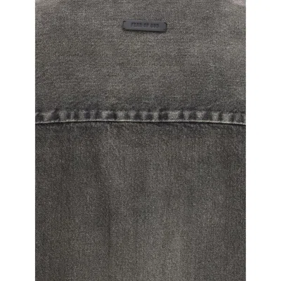 Fear Of God Men Snap Front Denim Overshirt In Gray