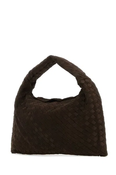 Bottega Veneta Women Brown Suede Small Hop Shoulder Bag In Brown
