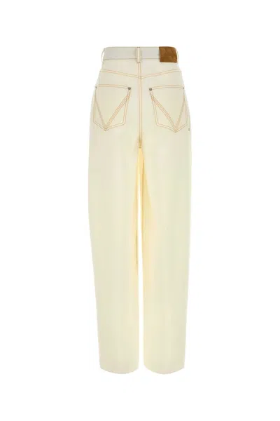 Bottega Veneta Wide-leg Wool Trousers With Pockets And Stitching In White