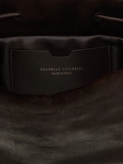 Brunello Cucinelli Women Mellow Mini Ponyhair Shoulder Bag With Precious Chai In Purple