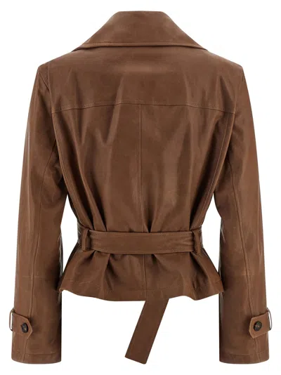 Brunello Cucinelli Crop Puffer Jackets Brown In Brown