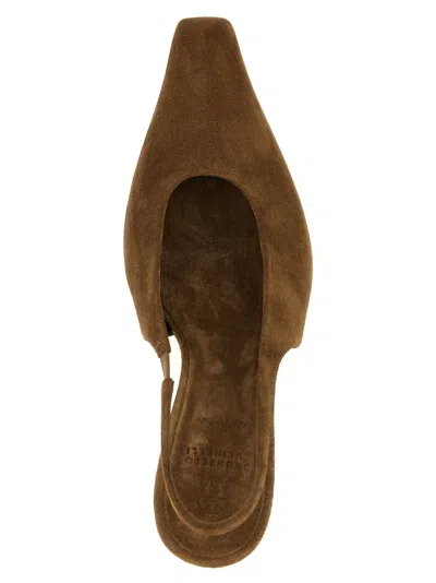 Brunello Cucinelli 'precious Heels' Slingback In Brown