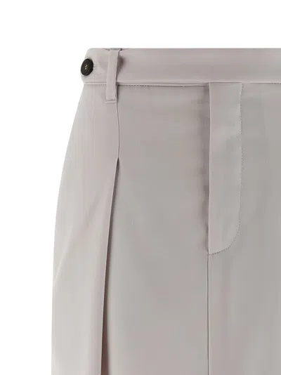Brunello Cucinelli Curved Pleated Skirt Button Detail In White