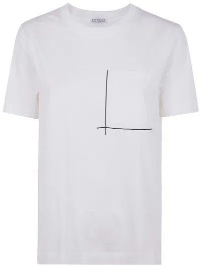 Brunello Cucinelli Women Classic Pocket Tee Shirt In White
