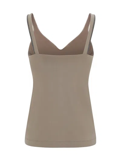 Brunello Cucinelli Women Top With Embellishments In Brown