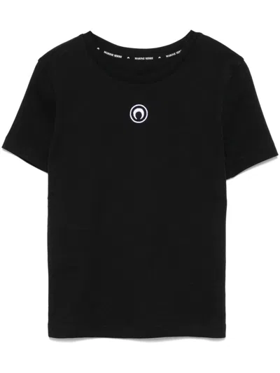 Marine Serre Round-neck Short-sleeved T-shirt In Black