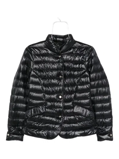 Herno Glossy Black Down Jacket With Drawstring Collar In Black