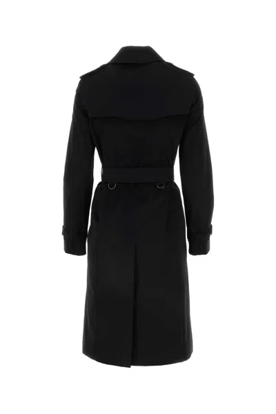 Burberry Women Black Gabardine Heritage Kensington Trench Coat In Black