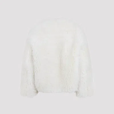 Celine Luxurious Double-breasted Faux Fur Coat In White