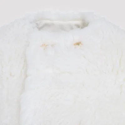 Celine Luxurious Double-breasted Faux Fur Coat In White