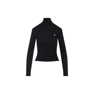 Celine Long Sleeve Slim Fit Turtleneck Top In Black
