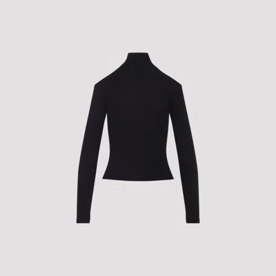 Celine Long Sleeve Slim Fit Turtleneck Top In Black