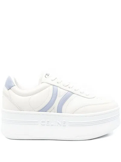 Celine Leather Block Sneakers With Triomphe Logo On The Back In Multi