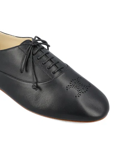 Celine Women Lise With Perforated Detail Triomphe Richelieu In Leather In Black