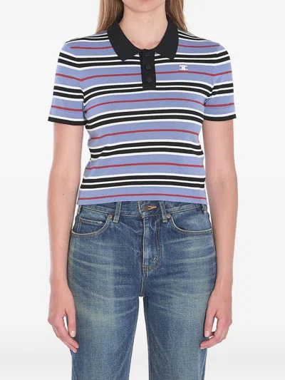 Celine Women Striped Cotton Polo Shirt In Multi