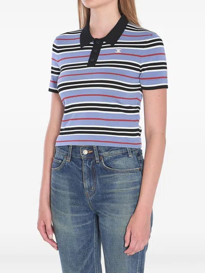 Celine Women Striped Cotton Polo Shirt In Multi
