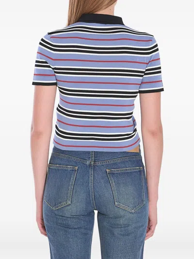 Celine Women Striped Cotton Polo Shirt In Multi