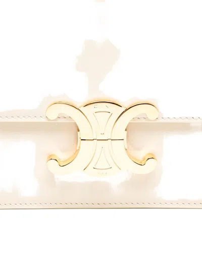 Celine Women Triomphe Teen Leather Crossbody Bag In White