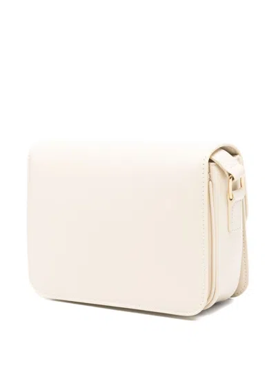 Celine Women Triomphe Teen Leather Crossbody Bag In White