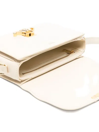 Celine Women Triomphe Teen Leather Crossbody Bag In White