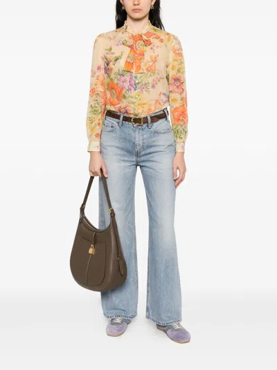 Celine Women Wide-leg Denim Jeans In Blue