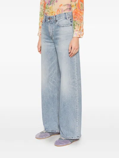 Celine Women Wide-leg Denim Jeans In Blue