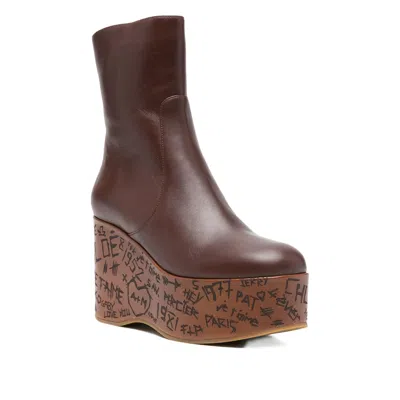 Chloé Chloe Chocolate Leather Maxime Wedges In Brown