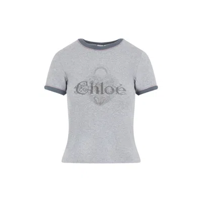 Chloé Chloe Cotton T-shirt Women In Gray