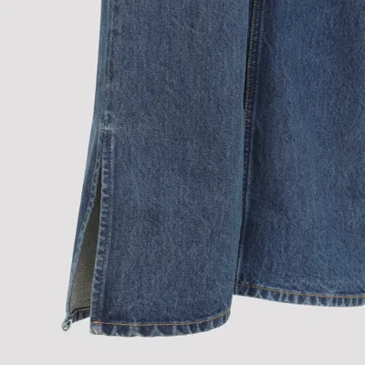 Chloé Women Blue Jeans With Wide Leg And Pendant Charm On The Front In Denim Woman In Blue