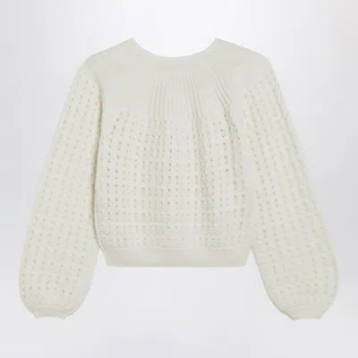 Chloé Milk-colored Wool And Cashmere Knit Cardigan Women In White