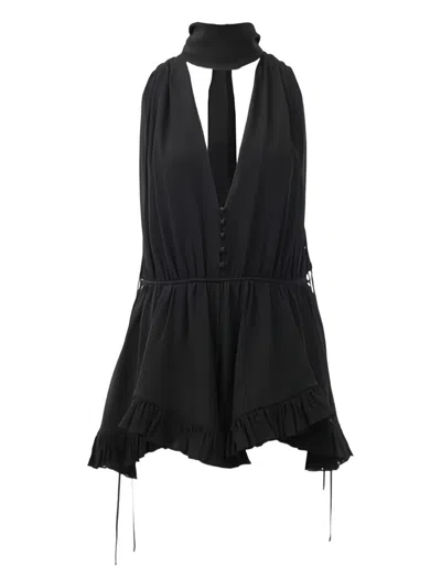 Chloé Jumpsuit With Choker Neck And Ruffle Hem In Black