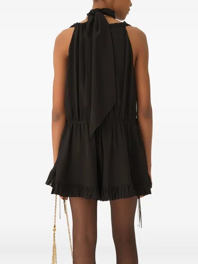 Chloé Jumpsuit With Choker Neck And Ruffle Hem In Black