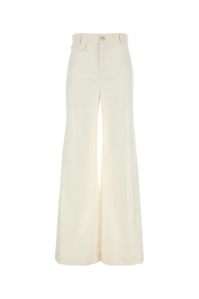 Chloé Chloe Women White Cotton Pant In Neutral