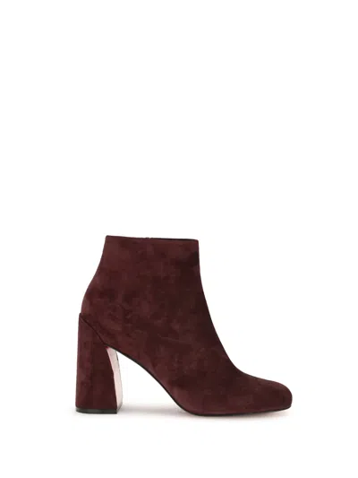Christian Louboutin Women Velvet Jane Ankle Boots In Burgundy