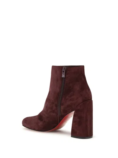 Christian Louboutin Women Velvet Jane Ankle Boots In Burgundy