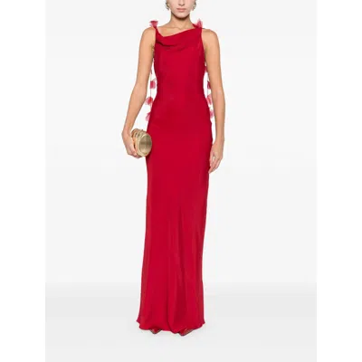 Cult Gaia Nymeria Open-back Organza-trimmed Silk-blend Satin Maxi Dress In Red