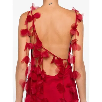 Cult Gaia Nymeria Open-back Organza-trimmed Silk-blend Satin Maxi Dress In Red