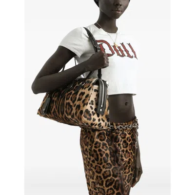 Dolce & Gabbana Brown Tote Bags Women In Animal Print