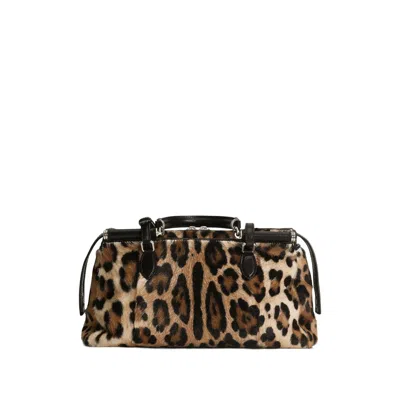 Dolce & Gabbana Brown Tote Bags Women In Animal Print