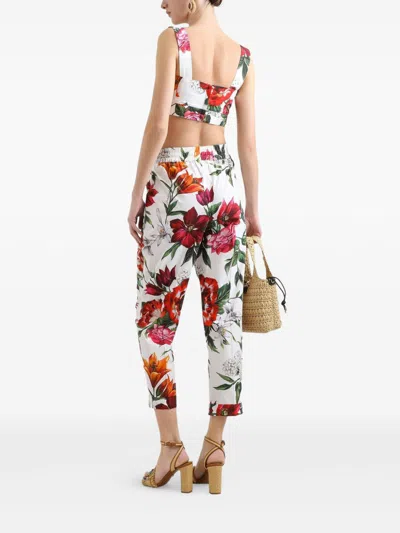 Dolce & Gabbana Women Flower Print Cotton Top In Multi
