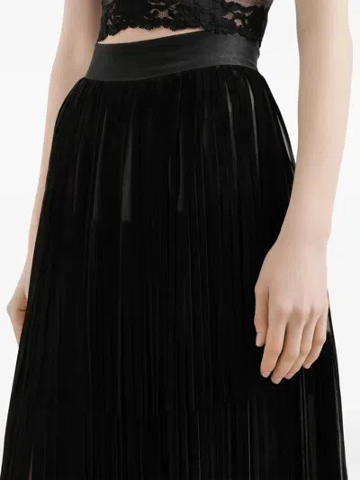 Dolce & Gabbana Silk Organza Midi Skirt In Black