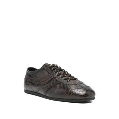 Dries Van Noten Leather Snakeskin-effect Dustin Sneakers In Brown