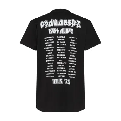Dsquared2 Graphic Print Crew Neck Short Sleeve T-shirt In Black