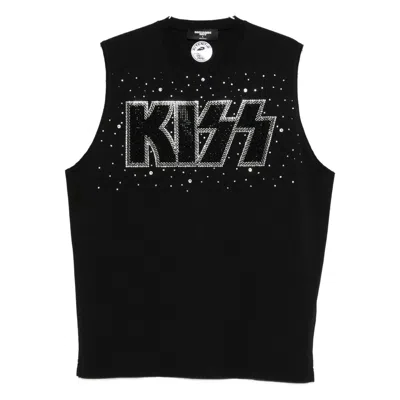 Dsquared2 Graphic Print Sleeveless Crew Neck T-shirt In Black