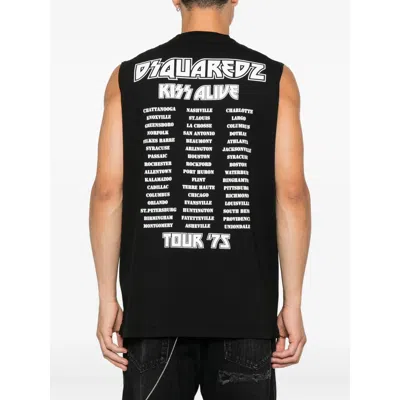 Dsquared2 Graphic Print Sleeveless Crew Neck T-shirt In Black