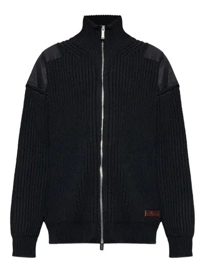 Dsquared2 Zip Shoulder-panel Cardigan In Black
