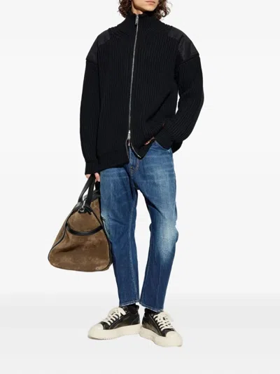 Dsquared2 Zip Shoulder-panel Cardigan In Black